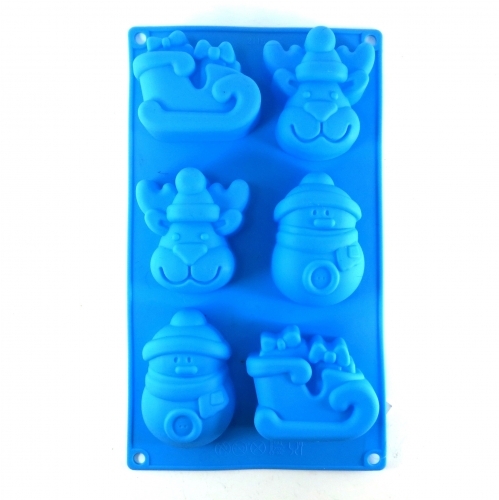 6 forme de silicon crăciun - Ren, Sanie, Om de zăpadă