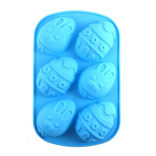 Formă de silicon pentru prăjituri - Ouă de paște, iepuraș 6buc.