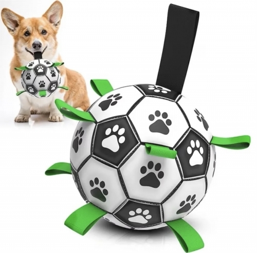Minge de fotbal cu curele pentru câini
