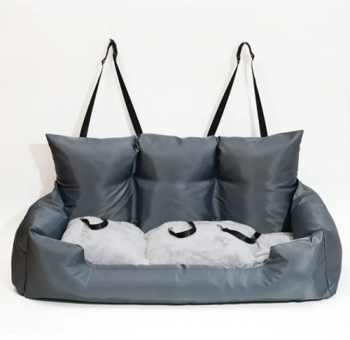 Scaun auto și pat premium pentru câini pentru 3 persoane - 2 în 1 - mare