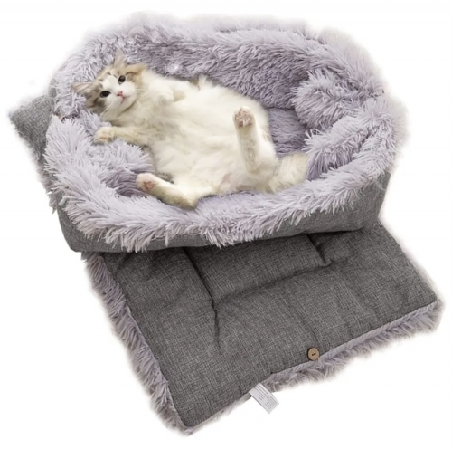 Culcus moale si pufos sub forma de cuib pentru animale de companie