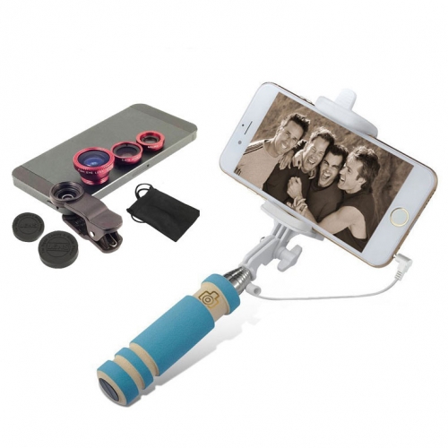 Kit lentile 4 în 1 - Universal și Selfie stick