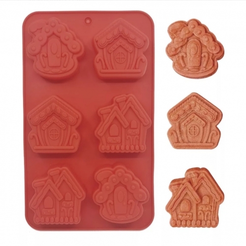 Forma silicon de Craciun-6 Casute turta dulce