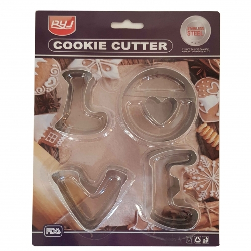 4 Decupatoare metal pentru prajituri model-LOVE