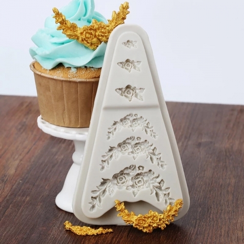 Forma fondant silicon-6 trandafiri cu frunza