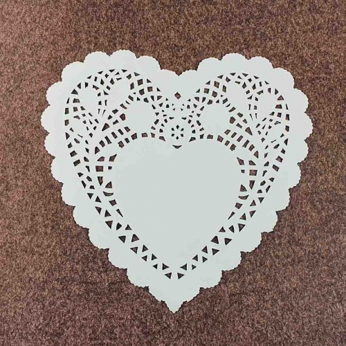 Dantela tort hartie inima 20CM-12 BUC