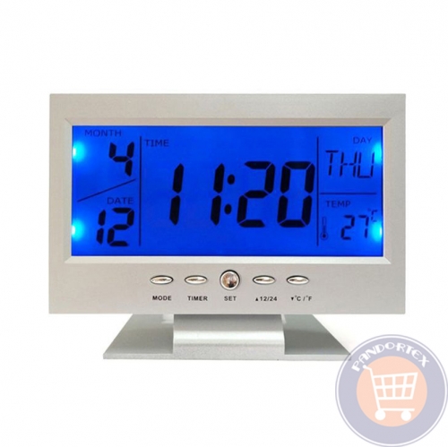 Ceas deșteptător cu senzori de voce - Argint