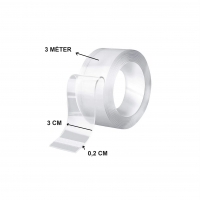 Banda dublu adeziva transparent3 CM x 3 M X0,2MM 