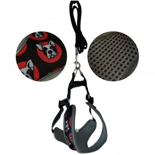 Ham respirabil pentru câini -M- model cap negru-roșu