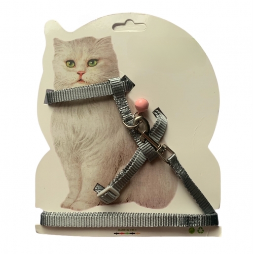 Ham pentru pisica cu lesa si clopotel