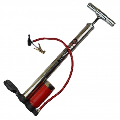 Pompa de bicicleta TT.Euro argintie, cu manometru A-606